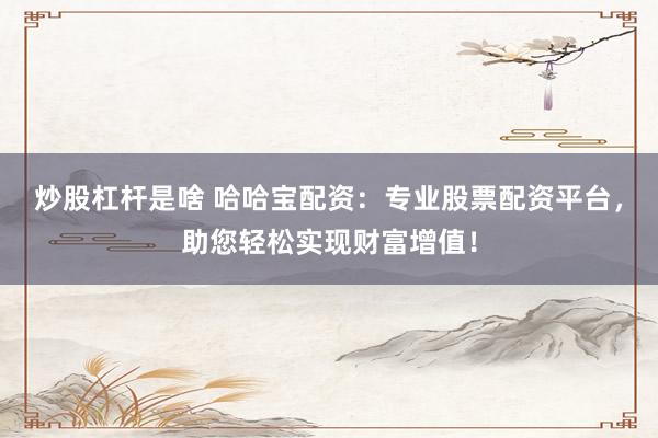 炒股杠杆是啥 哈哈宝配资：专业股票配资平台，助您轻松实现财富增值！