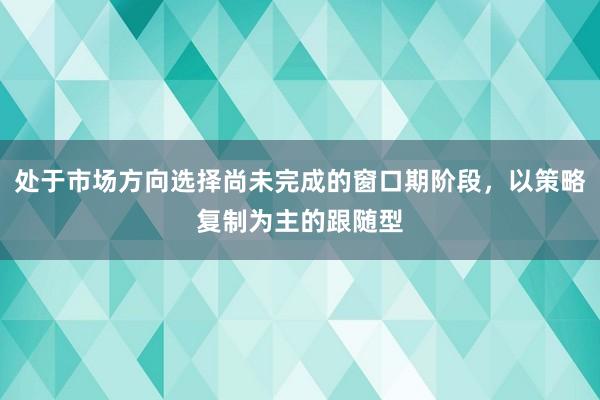 处于市场方向选择尚未完成的窗口期阶段，以策略复制为主的跟随型