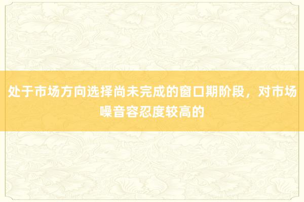 处于市场方向选择尚未完成的窗口期阶段，对市场噪音容忍度较高的