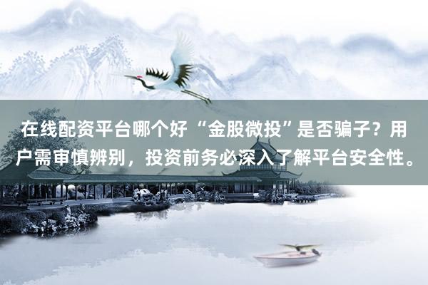 在线配资平台哪个好 “金股微投”是否骗子？用户需审慎辨别，投资前务必深入了解平台安全性。