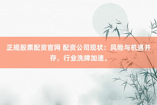 正规股票配资官网 配资公司现状：风险与机遇并存，行业洗牌加速。