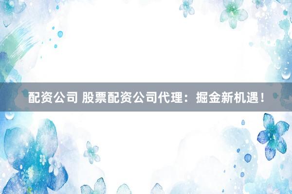 配资公司 股票配资公司代理：掘金新机遇！