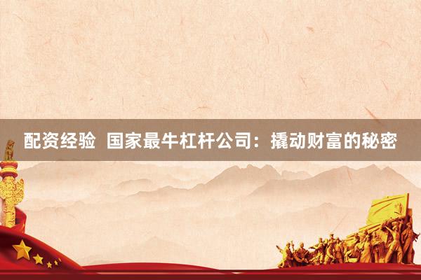 配资经验  国家最牛杠杆公司：撬动财富的秘密
