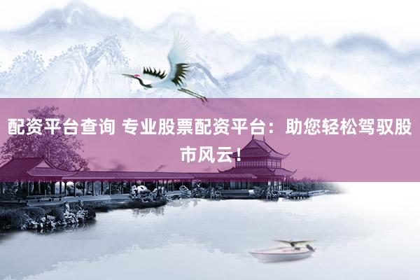 配资平台查询 专业股票配资平台：助您轻松驾驭股市风云！